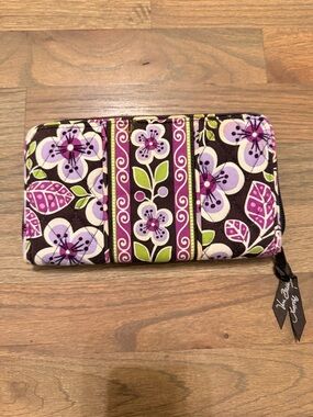 Vera Bradley Quilted Floral Wallet in Purple, Green & Brown